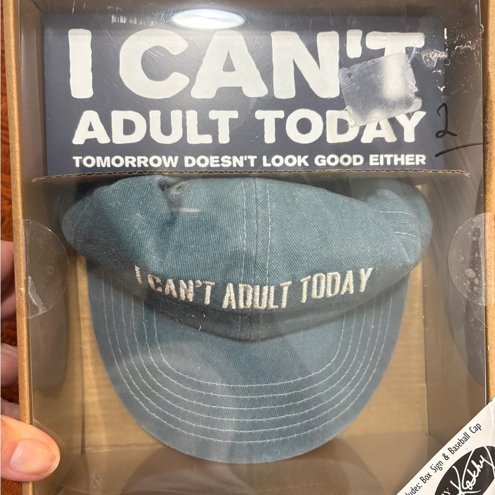 Gift Set Blue 'I Can't Adult Today' Cap/sign
